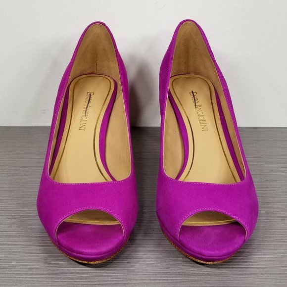 Enzo Angiolini 'Gelabelle' Peep Toe Pump, Purple Leather, Womens Size 7 M - Picture 2 of 10
